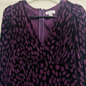 Calvin Klein Dark Purple Long Sleeve Dress